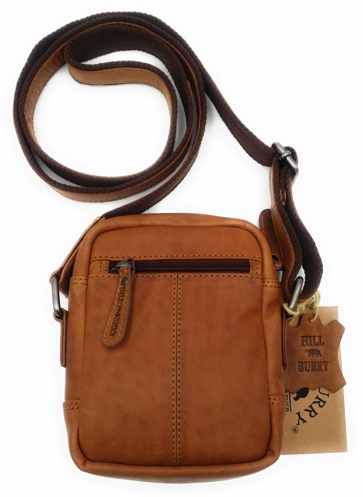 Hill Burry Hill Burry - VB100110 - 3245 - echt leren - schoudertas – crossbodytas- stevig - vintage leder- bruin /cognac