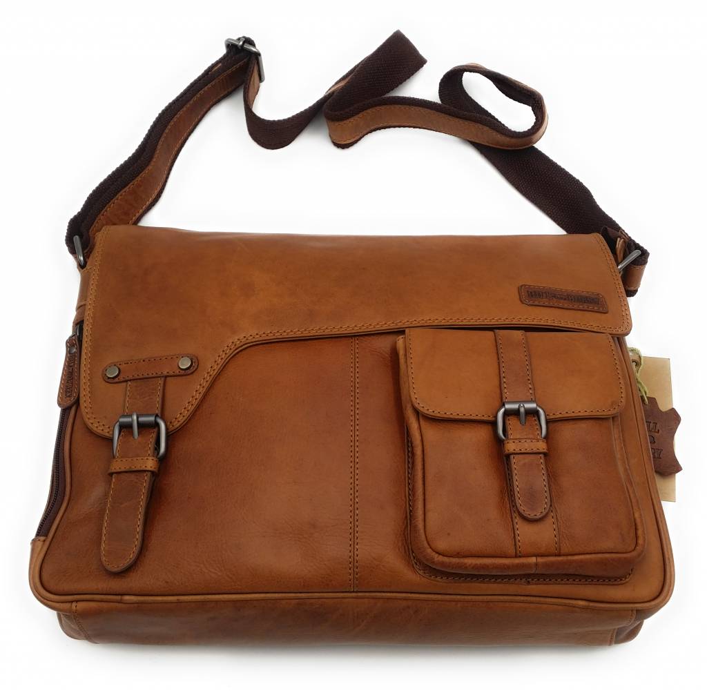 Hill Burry Hill Burry - VB100108 - 3173 - Echtleder - Schultertasche - werktas- Firma - Vintage-Leder braun / cognac