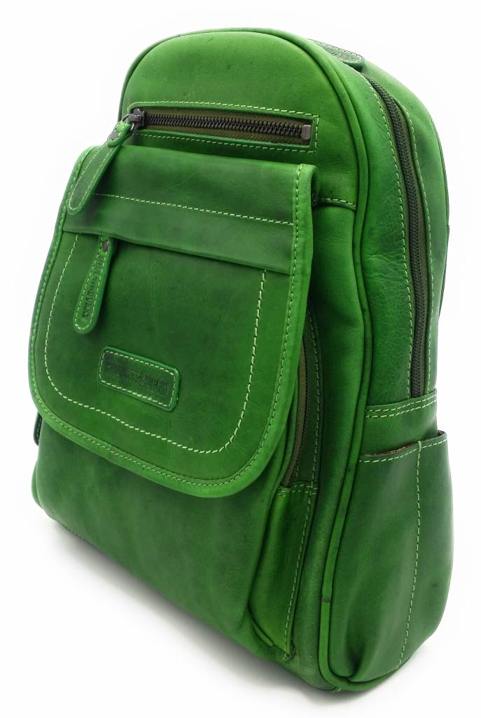 Hill Burry Hill Burry - VB10045 - 3109 - real leather - women - Backpack - firmly - chic - appearance - vintage leather green