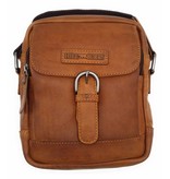 Hill Burry Hill Burry - VB10011 - HT-06 - Echtleder - Schulter - crossbodytas- Firma - Vintage Leder braun / cognac