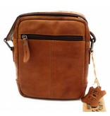 Hill Burry Hill Burry - VB10011 - HT-06 - echt leren - schoudertas – crossbodytas- stevig - vintage leder- bruin /cognac