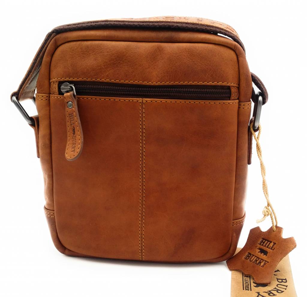 Hill Burry Hill Burry - VB10011 - HT-06 - Echtleder - Schulter - crossbodytas- Firma - Vintage Leder braun / cognac