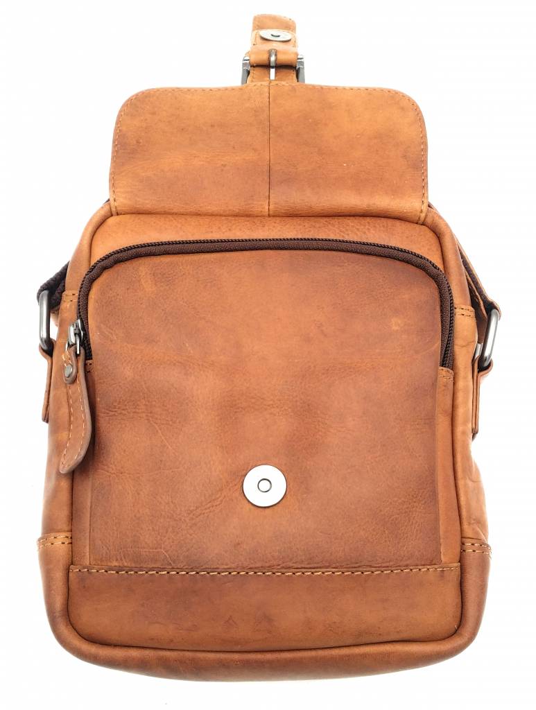 Hill Burry Hill Burry - VB10011 - HT-06 - echt leren - schoudertas – crossbodytas- stevig - vintage leder- bruin /cognac