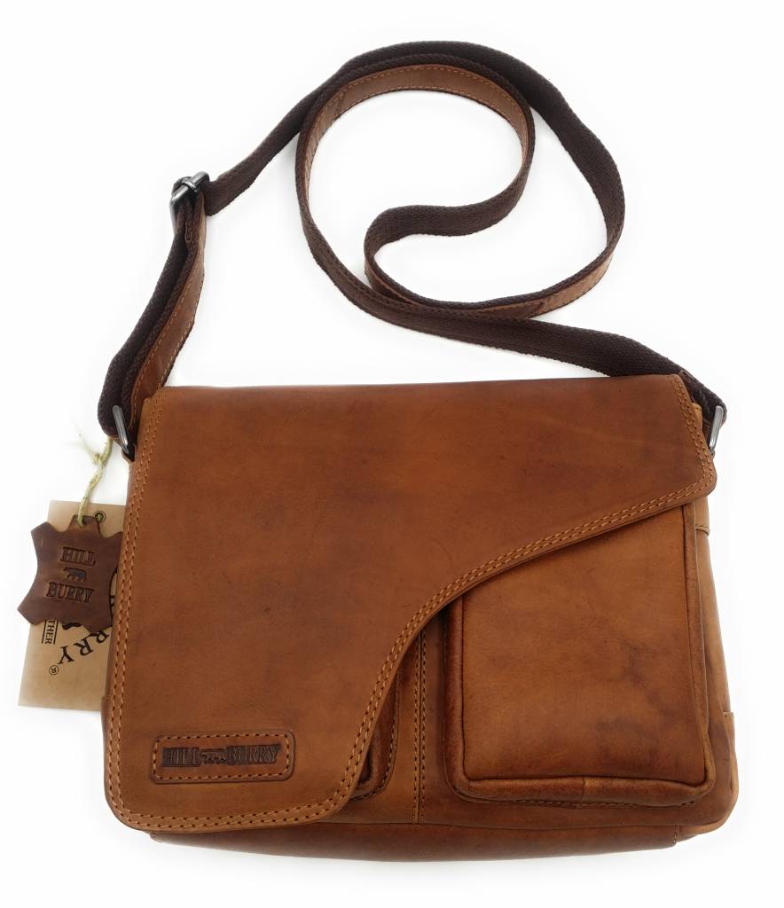 Hill Burry Hill Burry - VB10021 - 3062 - Echt Leder - Schulter -crossbodytas- Firma - chic - Aussehen - Vintage Leder braun / cognac