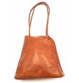 Best Manager - RZ20015 -cognac - real leather - 2 in 1 - shoulder bag - backpack - sturdy - high quality Italian leather cognac