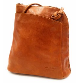 Best Manager - RZ20015 -cognac - real leather - 2 in 1 - shoulder bag - backpack - sturdy - high quality Italian leather cognac