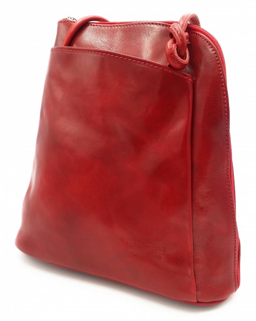 Bestseller - RZ20015  - real leather - 2 in 1 - shoulder bag - backpack - sturdy - high quality Italian leather-red