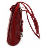 Bestseller - RZ20015  - real leather - 2 in 1 - shoulder bag - backpack - sturdy - high quality Italian leather-red