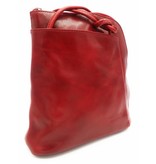 Bestseller - RZ20015  - real leather - 2 in 1 - shoulder bag - backpack - sturdy - high quality Italian leather-red