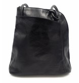 Bestseller - RZ20015 - black - real leather - 2 in 1 - shoulder bag - backpack - sturdy - high quality Italian leather- black