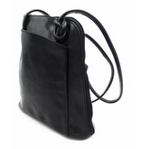 Bestseller - RZ20015 - black - real leather - 2 in 1 - shoulder bag - backpack - sturdy - high quality Italian leather- black