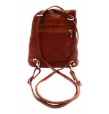 Bestseller - RZ20015 - light brown - real leather - 2 in 1 - shoulder bag - backpack - sturdy - high quality Italian leather light brown