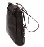 Bestseller - RZ20015 - dark brown - real leather - 2 in 1 - shoulder bag - backpack - sturdy - high quality Italian leather-dark brown