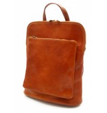 Beste Leder - RZ30017 - Cognac - wirklich lernen - zwei in einem - Umhängetasche - Rucksack - solide - Qualität italienisches Leder Cognac