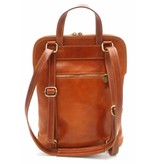 Beste Leder - RZ30017 - Cognac - wirklich lernen - zwei in einem - Umhängetasche - Rucksack - solide - Qualität italienisches Leder Cognac