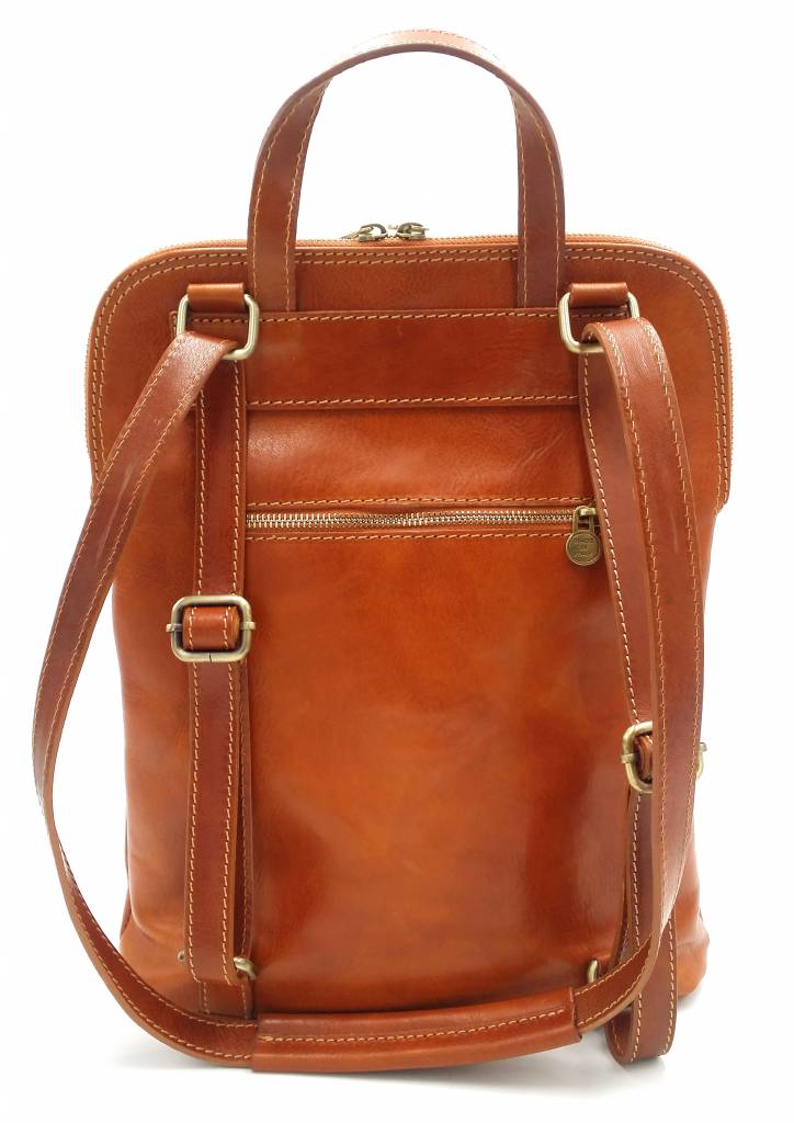 Aiden Straw & Leather French Market Backpack - Cognac