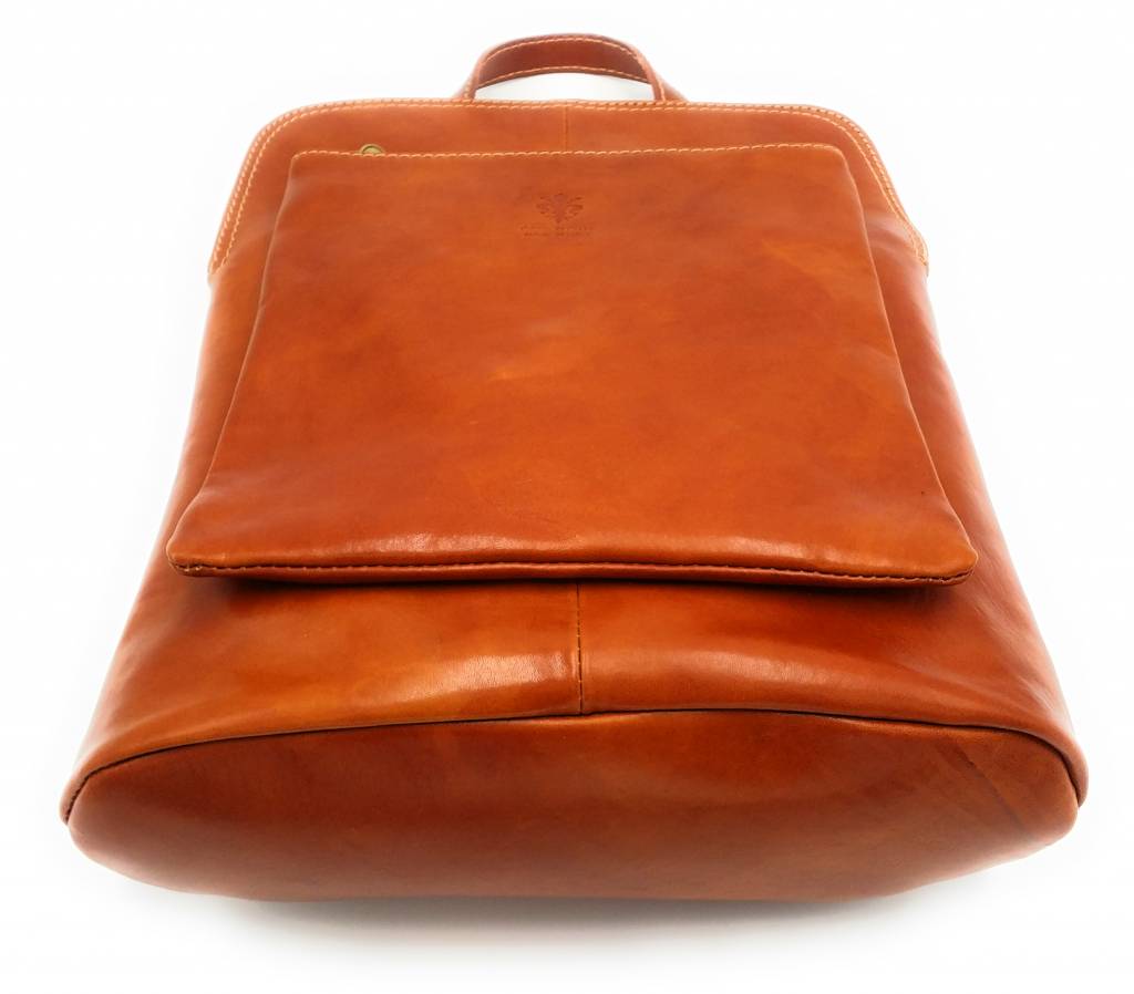 Beste Leder - RZ30017 - Cognac - wirklich lernen - zwei in einem - Umhängetasche - Rucksack - solide - Qualität italienisches Leder Cognac