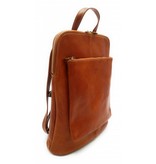 Best Manager - RZ30017 - Cognac - Genuine Leather - 2 in 1 - Shoulder Bag - Backpack - Solid - High Quality Italian Leather Cognac