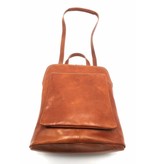 Best Manager - RZ30017 - Cognac - Genuine Leather - 2 in 1 - Shoulder Bag - Backpack - Solid - High Quality Italian Leather Cognac