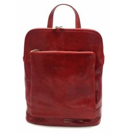 Bestseller - RZ30017 - red - real leather - 2 in 1 - shoulder bag - backpack - sturdy - high quality Italian leather-red