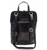 Bestseller - RZ30017 - black - real leather - 2 in 1 - shoulder bag - backpack - sturdy - high quality Italian leather- black