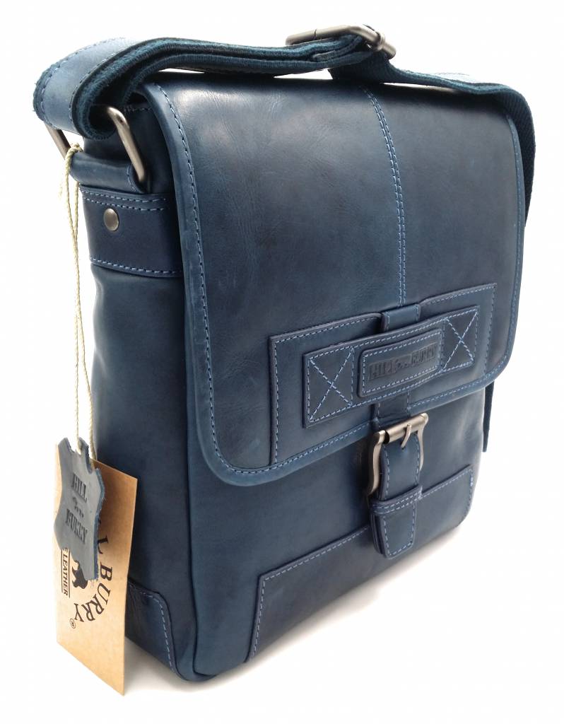 Hill Burry Hill Burry – VB10023 -2089 - echt leren - schoudertas –crossbodytas- stevig - vintage leder- blauw