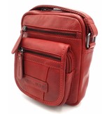 Hill Burry Hill Burry - VB10048 - 3112 - echt leren - schoudertas – crossbodytas- stevig - vintage leder- rood