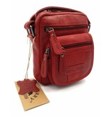 Hill Burry Hill Burry - VB10048 - 3112 - echt leren - schoudertas – crossbodytas- stevig - vintage leder- rood