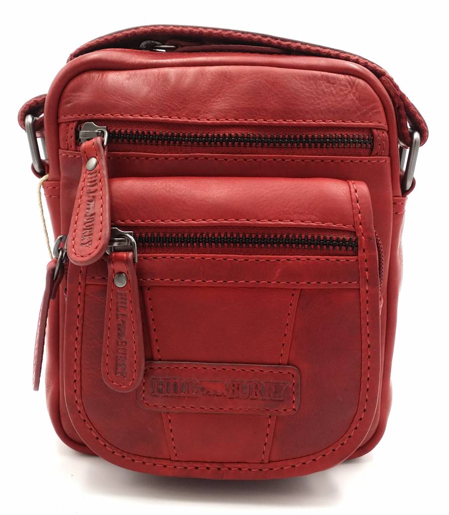 Hill Burry Hill Burry - VB10048 - 3112 - echt leren - schoudertas – crossbodytas- stevig - vintage leder- rood