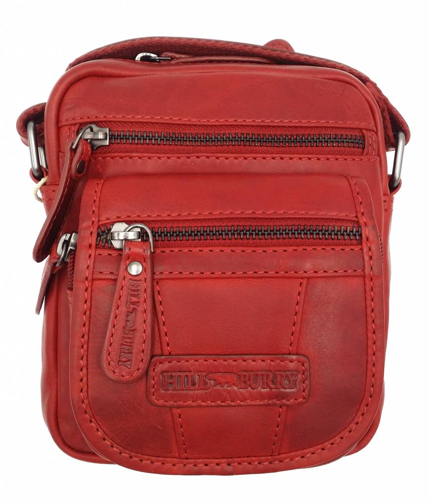 Hill Burry Hill Burry - VB10048 - 3112 - Echtleder - Schultertasche - crossbodytas- Firma - Vintage-Leder- rot