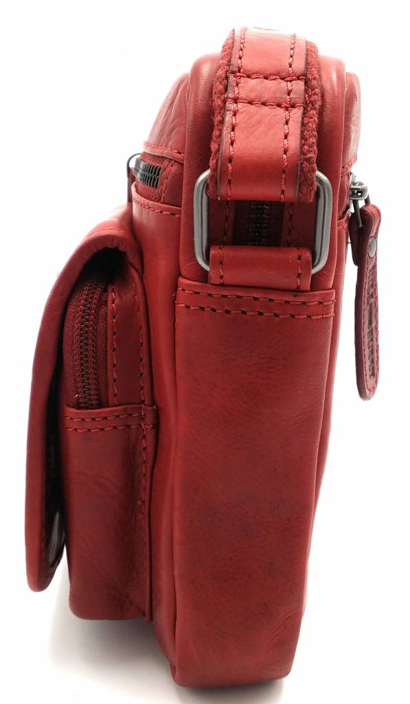 Hill Burry Hill Burry - VB10048 - 3112 - Echtleder - Schultertasche - crossbodytas- Firma - Vintage-Leder- rot