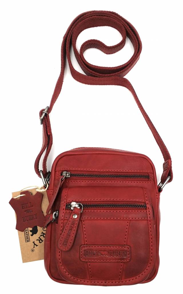 Hill Burry Hill Burry - VB10048 - 3112 - echt leren - schoudertas – crossbodytas- stevig - vintage leder- rood