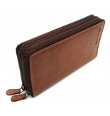 Hill Burry Hill Burry - VL777025 -3628- Portemonnaie mit doppeltem Reißverschluss - mit RFID - Vintage-Leder - braun / cognac.