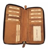 Hill Burry Hill Burry - VL777025 -3628- Portemonnaie mit doppeltem Reißverschluss - mit RFID - Vintage-Leder - braun / cognac.