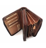 Hill Burry Hill Burry - VL777025 -3628- double zipper wallet - with RFID - vintage leather - brown / cognac.