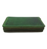 Hill Burry Hill Burry - VL777025 -3628- dubbele rits- portemonnee - vintage leder - groen