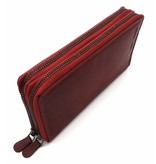 Hill Burry Hill Burry - VL777025 -3628- dubbele rits- portemonnee - vintage leder - rood