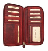 Hill Burry Hill Burry - VL777025 -3628- double zipper wallet - vintage leather - red