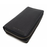 Hill Burry Hill Burry - VL777025 -3628- double zipper- wallet- with RFID - vintage leather - black