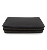 Hill Burry Hill Burry - VL777025 -3628- double zipper- wallet- with RFID - vintage leather - black