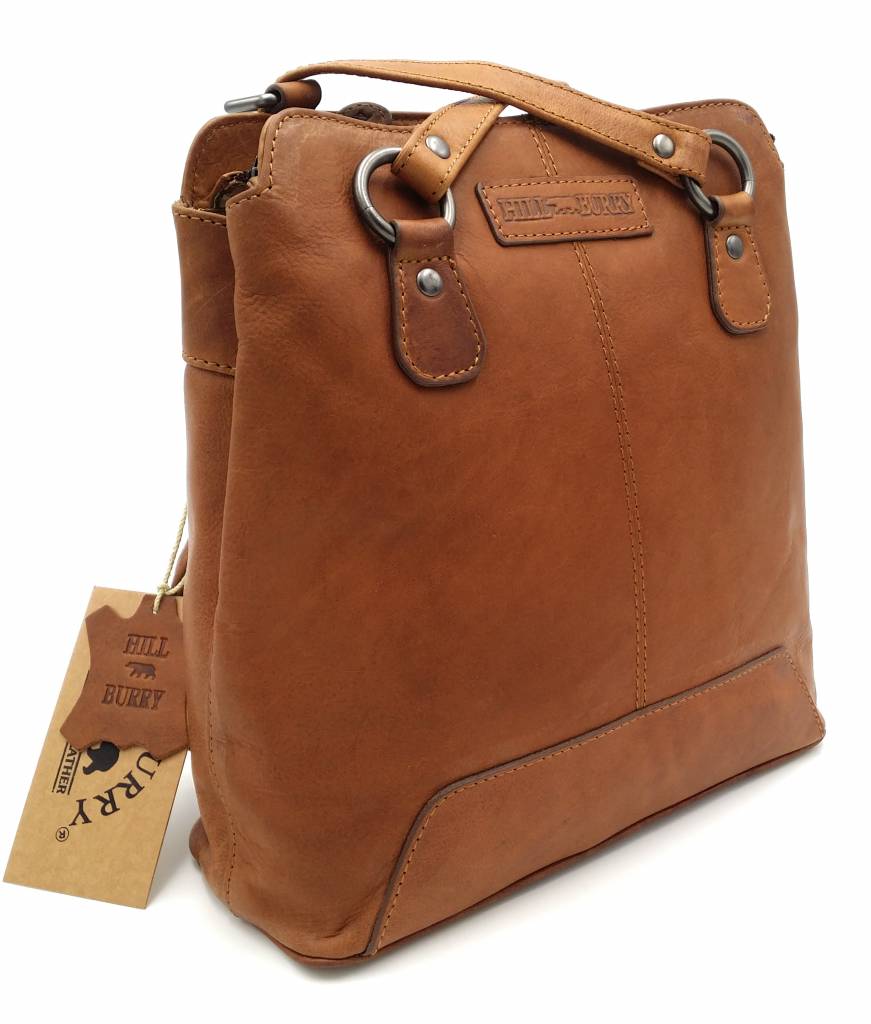 Hill Burry - VB100208 - 4065 - Echtes Leder - Damen Rucksack und Umhängetasche - Robust - Chic - Look - Vintage Leder - Braun / Cognac