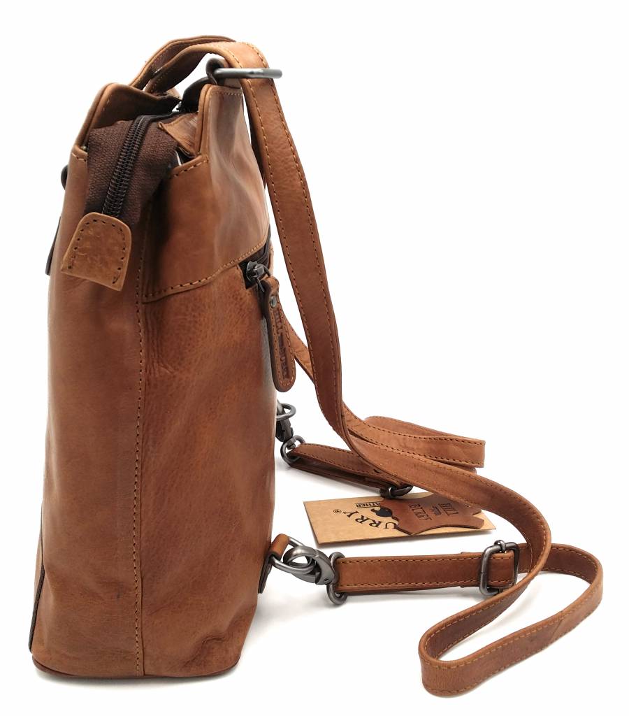 Hill Burry - VB100208 - 4065 - Echtes Leder - Damen Rucksack und Umhängetasche - Robust - Chic - Look - Vintage Leder - Braun / Cognac