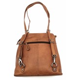 Hill Burry - VB100208 - 4065 - Echtes Leder - Damen Rucksack und Umhängetasche - Robust - Chic - Look - Vintage Leder - Braun / Cognac