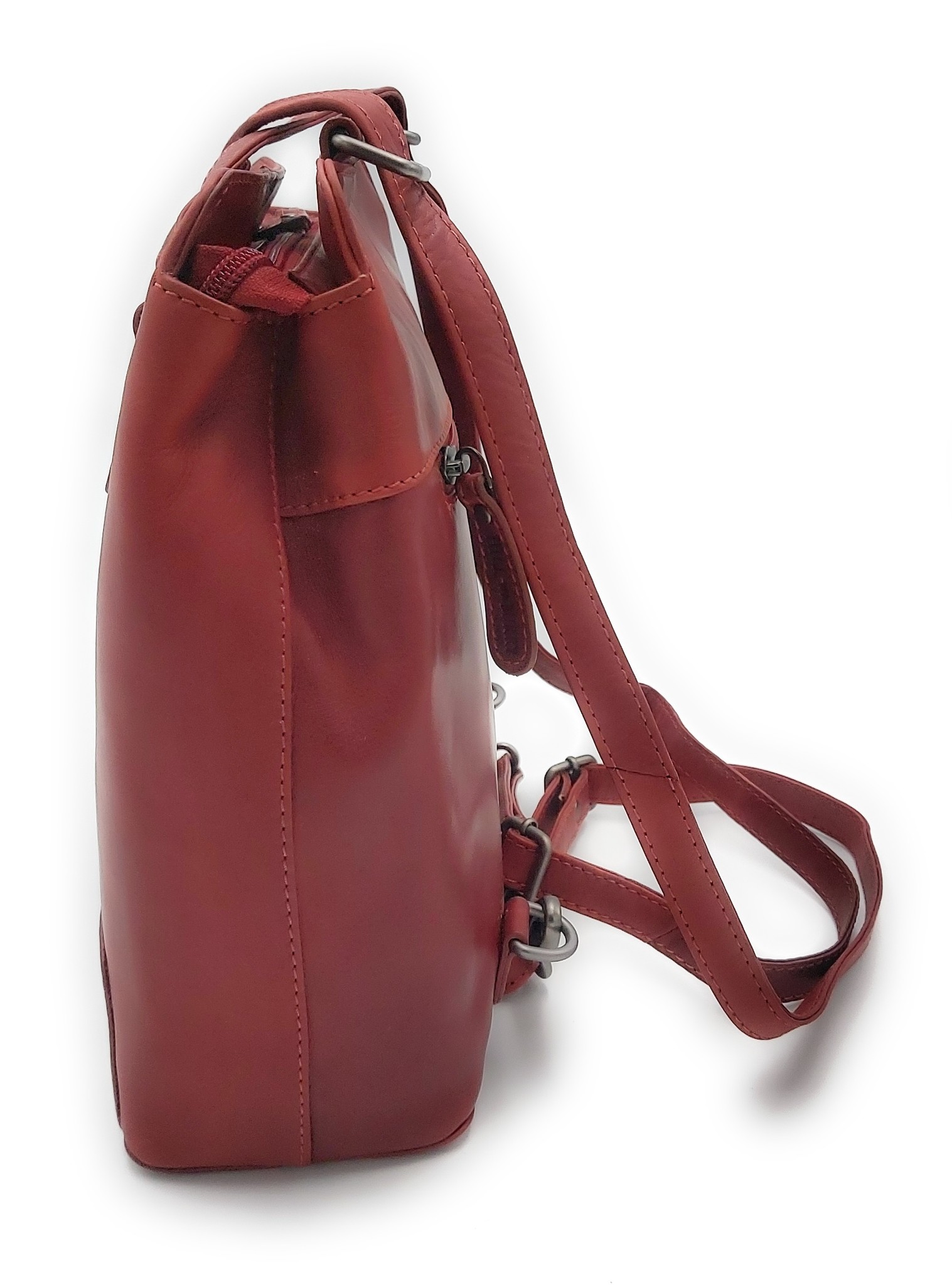 Hill Burry - VB100208 - 4065 - Echtes Leder - Damen Rucksack und Umhängetasche - Robust - Schick - Aussehen - Vintage Leder - Rot