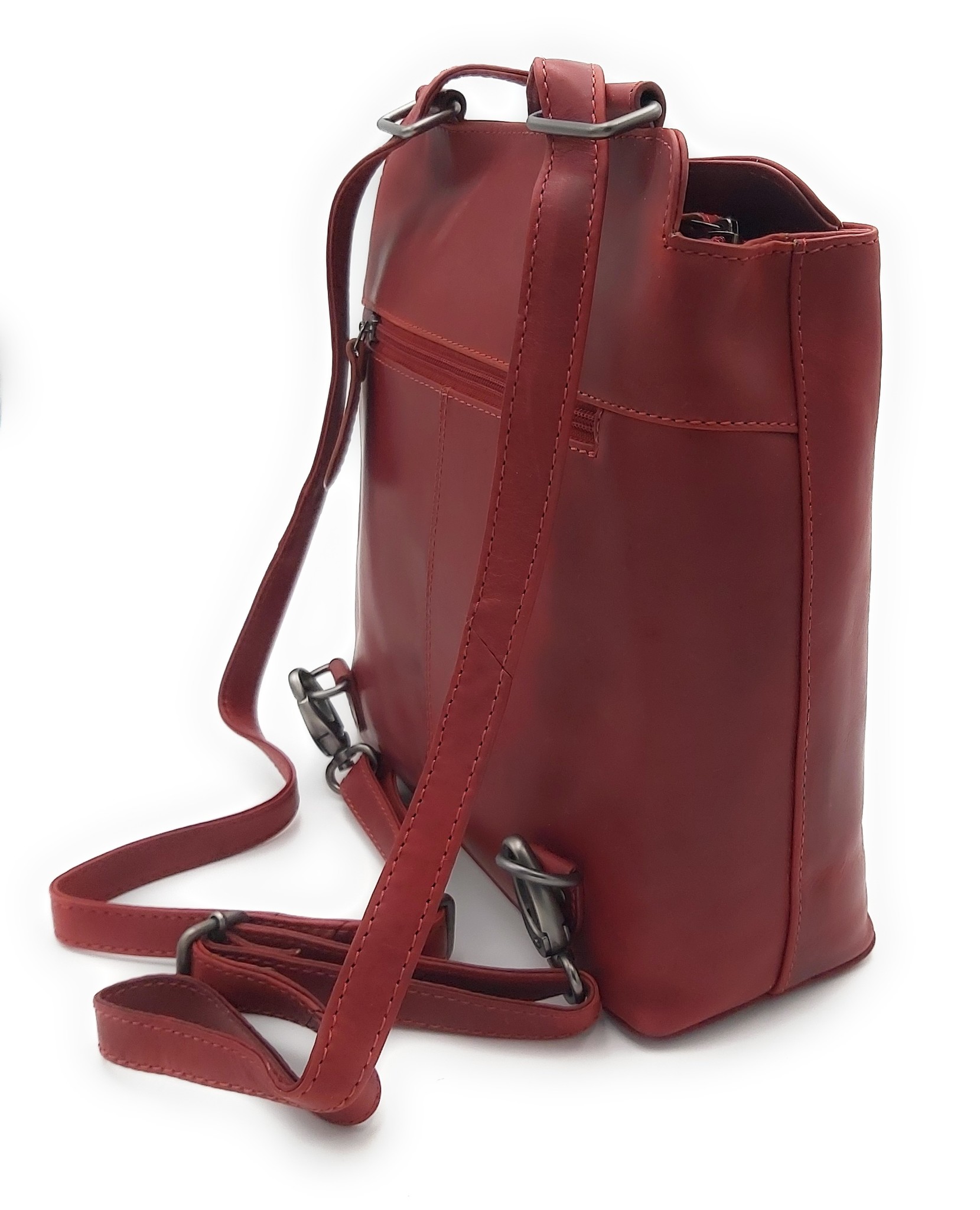 Hill Burry - VB100208 - 4065 - genuine leather - ladies Backpack and shoulder bag - sturdy - chic - appearance - vintage leather - Red