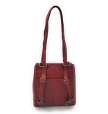 Hill Burry - VB100208 - 4065 - Echtes Leder - Damen Rucksack und Umhängetasche - Robust - Schick - Aussehen - Vintage Leder - Rot