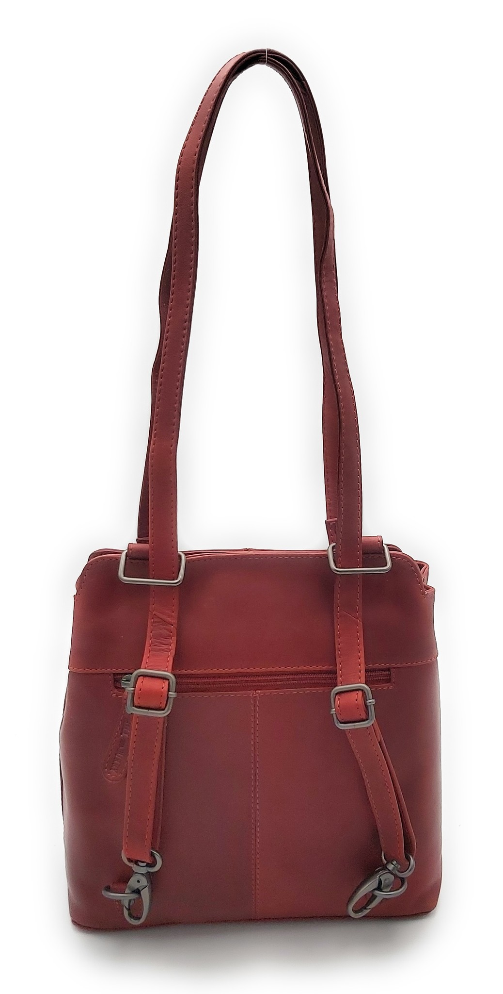 Hill Burry - VB100208 - 4065 - Echtes Leder - Damen Rucksack und Umhängetasche - Robust - Schick - Aussehen - Vintage Leder - Rot