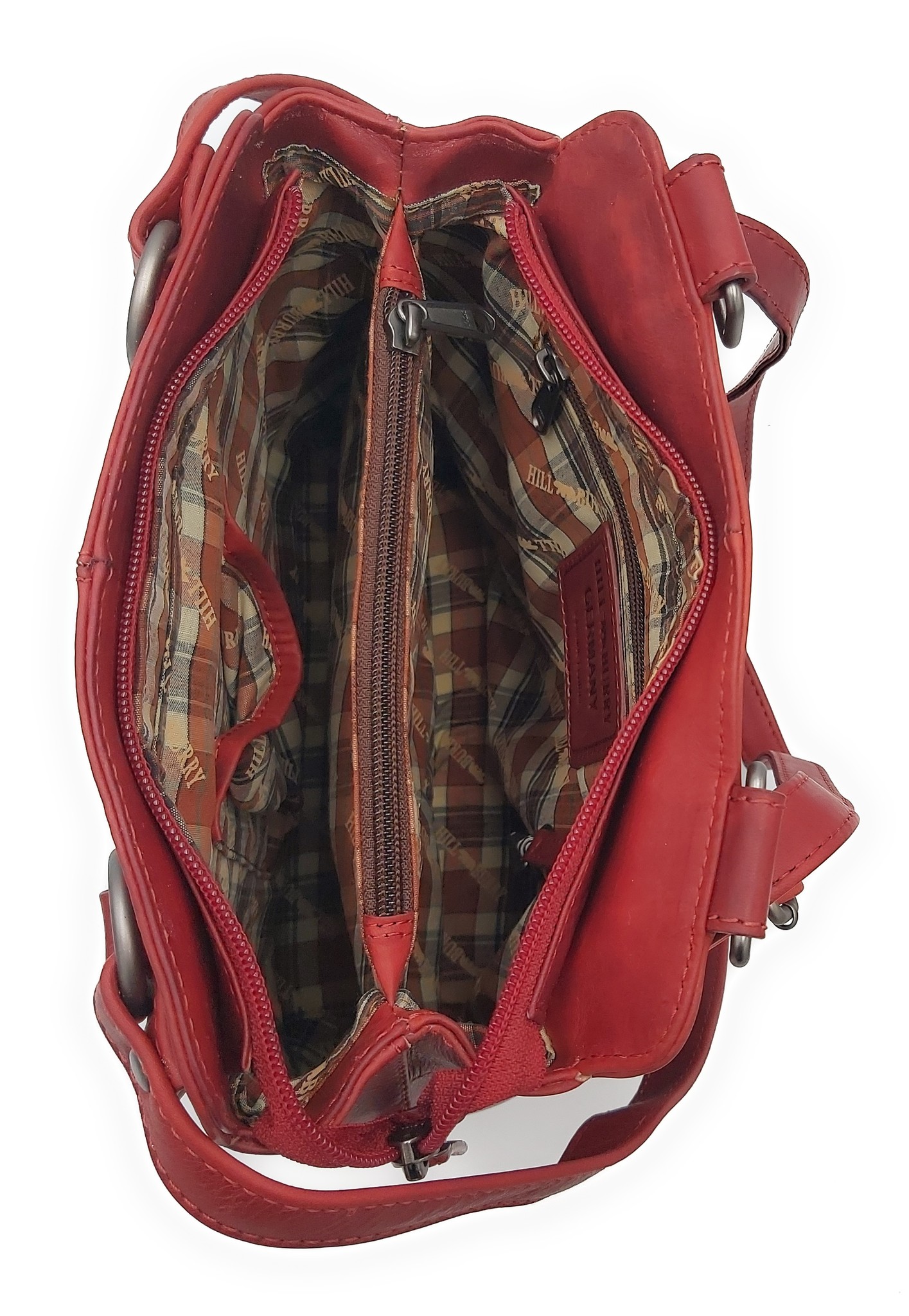 Hill Burry - VB100208 - 4065 - Echtes Leder - Damen Rucksack und Umhängetasche - Robust - Schick - Aussehen - Vintage Leder - Rot