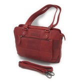 Hill Burry Hill Burry – VB100111 -3197 - echt lederen - dames - checkered handbag - stevig - chique - uitstraling - vintage leder- Rood