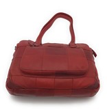 Hill Burry Hill Burry - VB100111 -3197 - echtes Leder - Damen - karierte Handtasche - robust - schick - Aussehen - Vintage-Leder - Rot